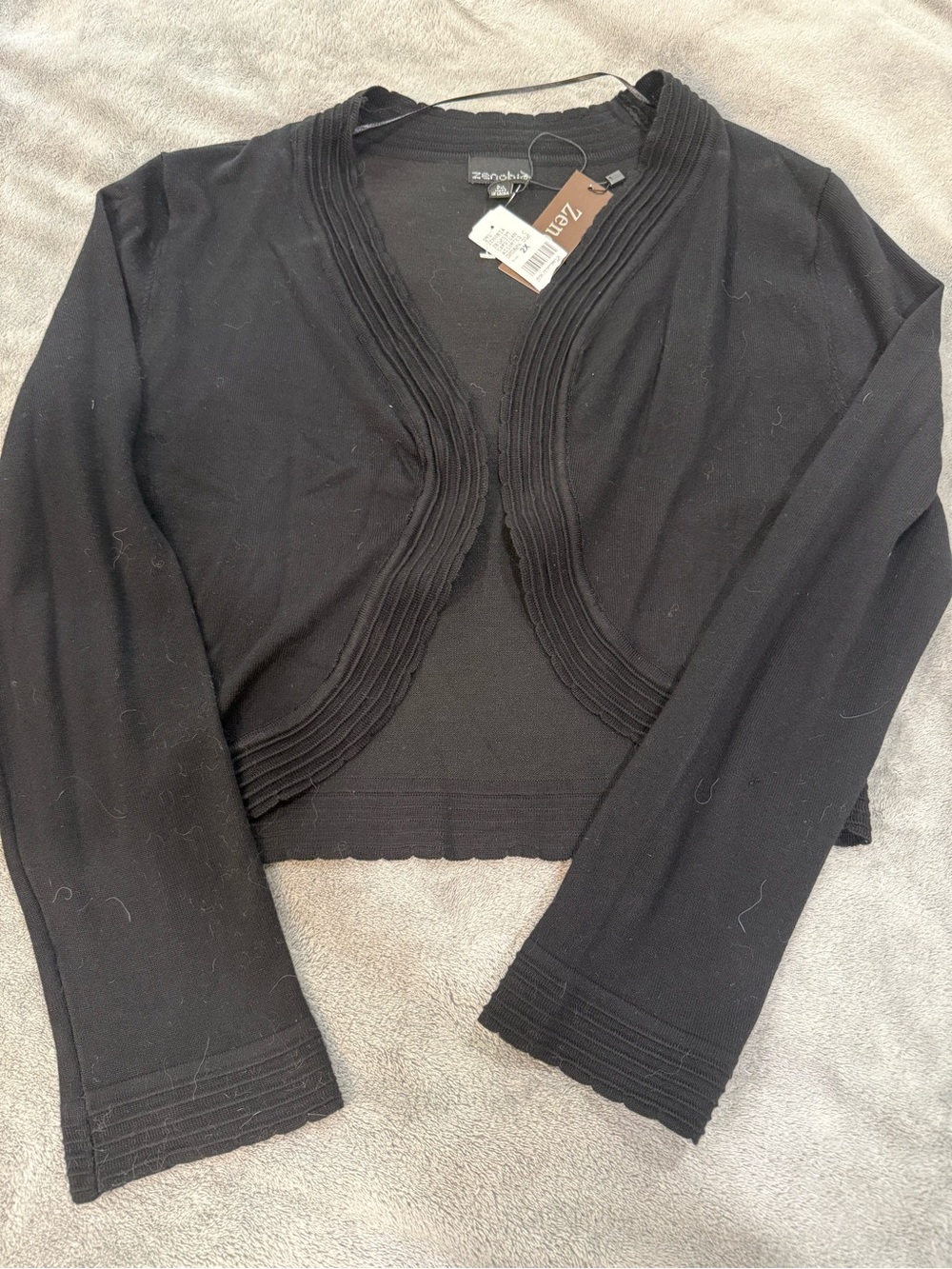 Zenobia Black Cropped Cardigan Sweater
